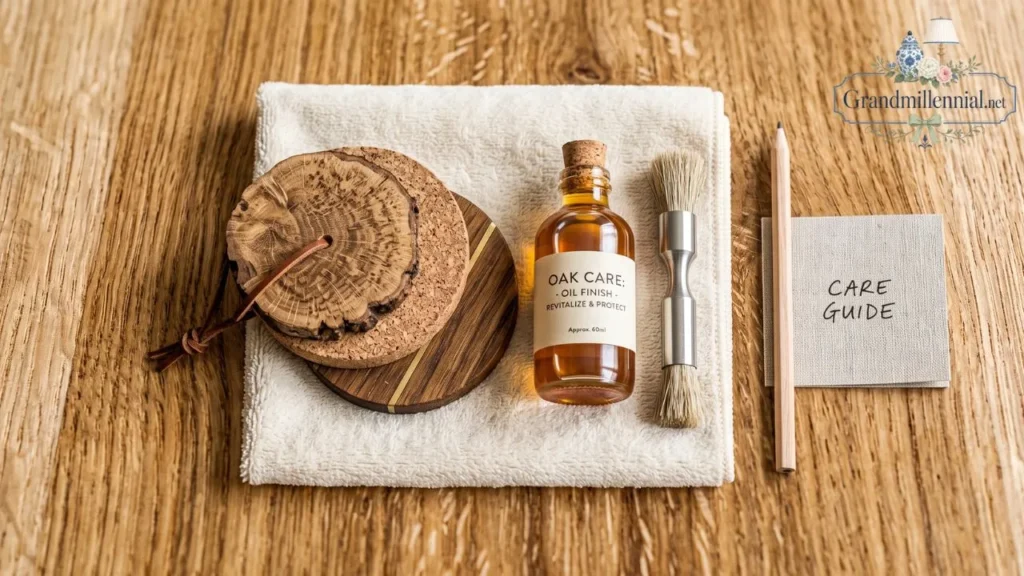 Furniture care tools for maintaining oak wood finish