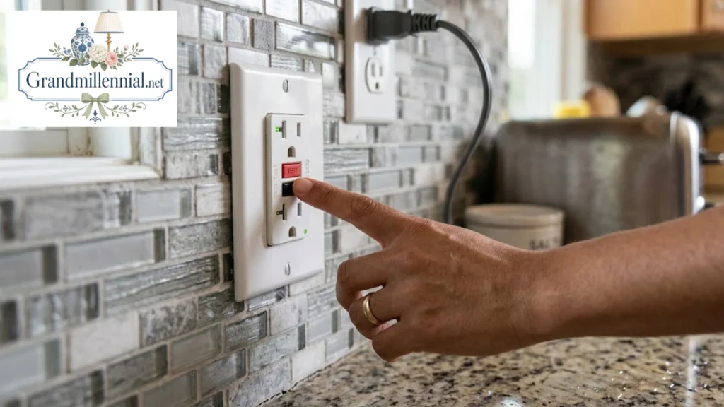 Testing a GFCI outlet in a kitchen