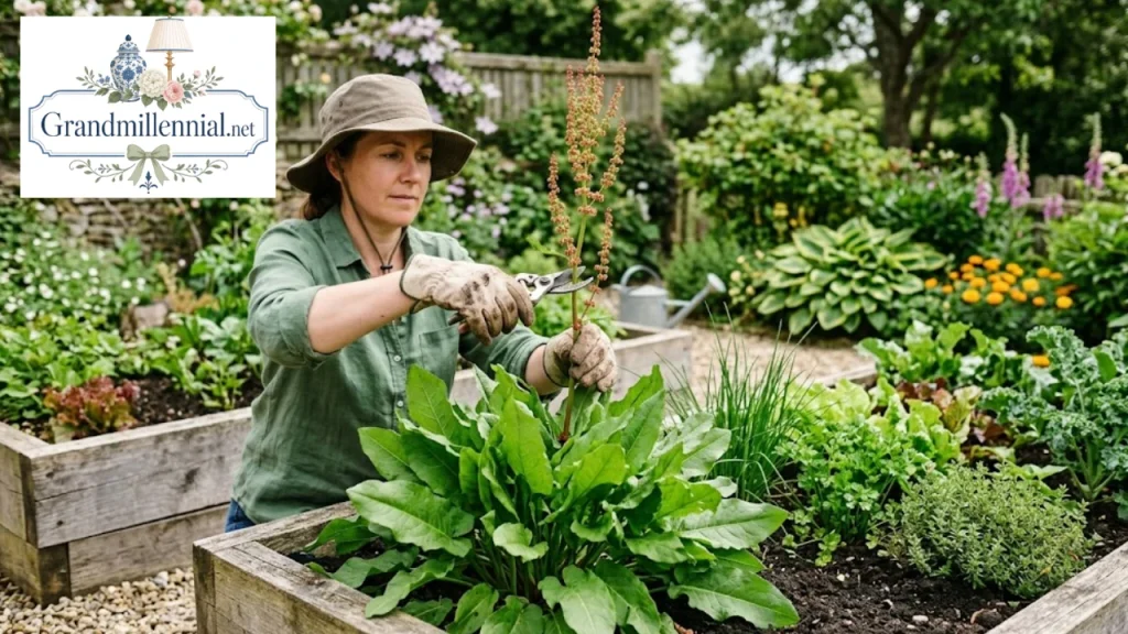 Removing a flower stalk from garden sorrel to stop bolting