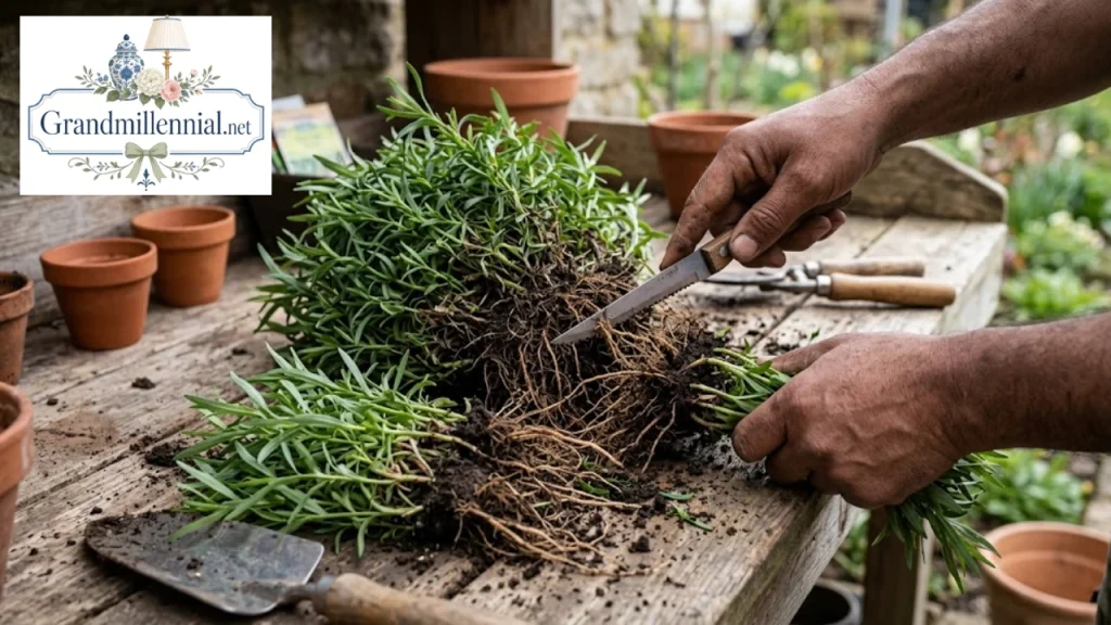 Dividing a French tarragon plant