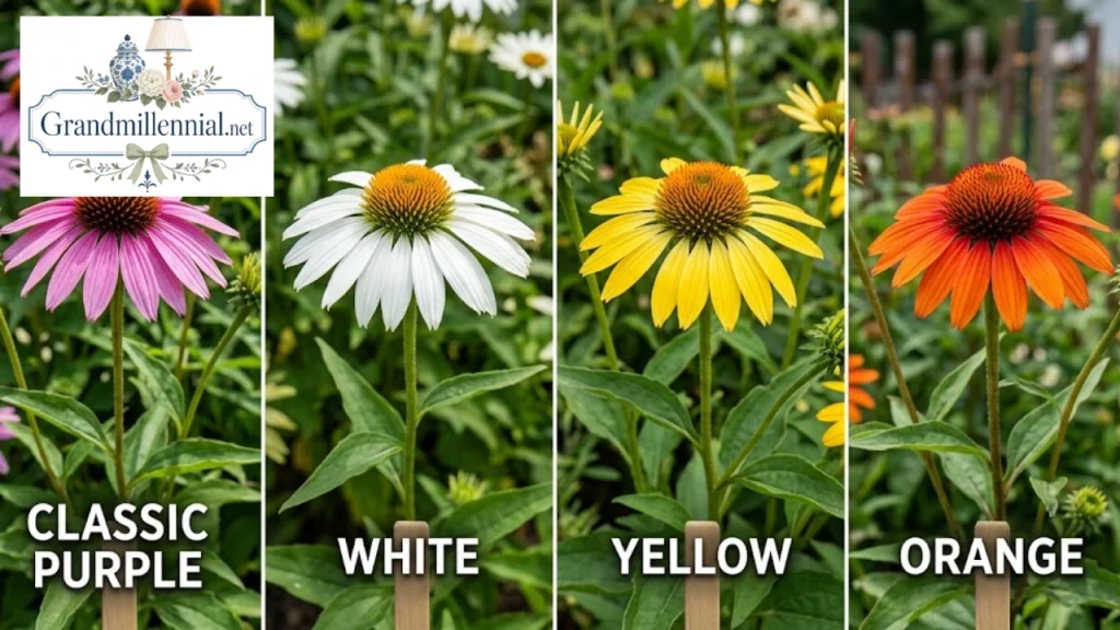 Different coneflower colours and cultivars compared