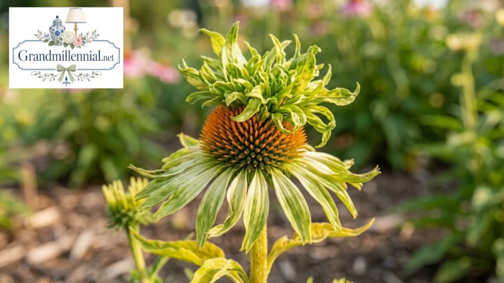 Aster yellows symptoms on a coneflower