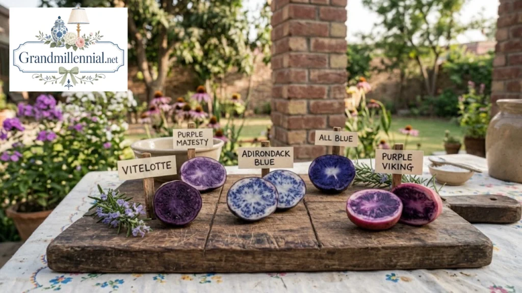Purple potato salad showing bright and faded colour