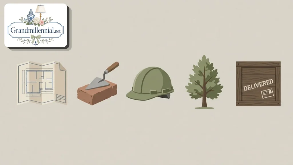 Five simple icons showing the kinds of pros who build outdoor kitchens