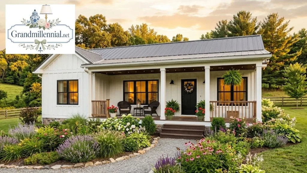 Modern farmhouse prefab home with covered porch