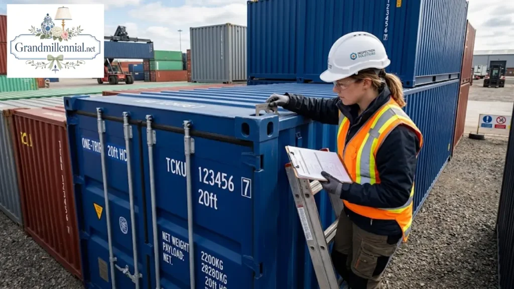 Inspecting a one-trip shipping container before buying